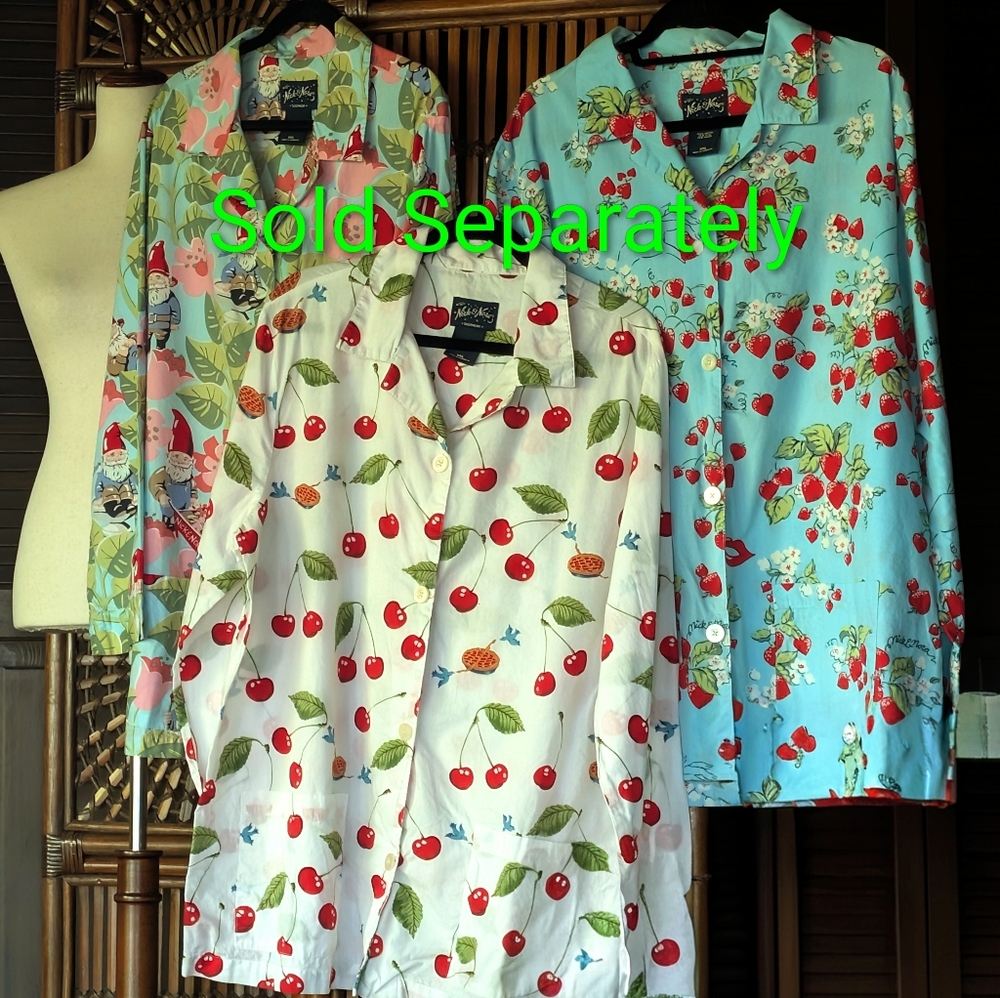 NICK & NORA - Sleepwear Shirt - Cherry Pie & BlueBirds - XXL - Picture 5 of 5